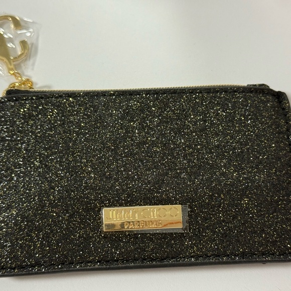 Jimmy Choo Black and Gold Glitter Wristlet - Picture 1 of 5